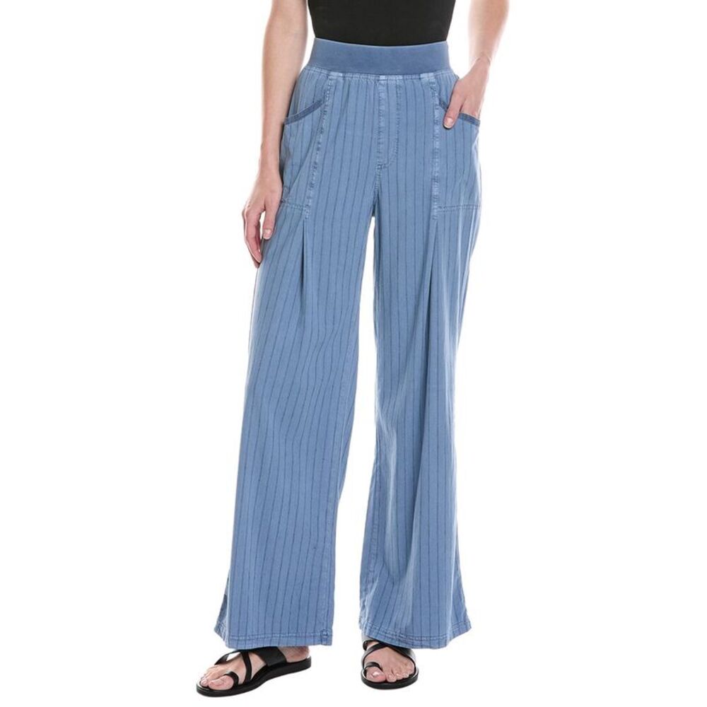 Xcvi Womens  Laughlin Wide Leg Linen-Blend Pant, Blue
